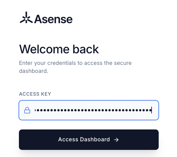 Login: ACCESS KEY and Access Dashboard
